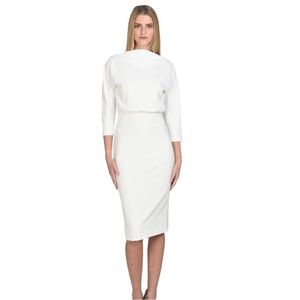Badgley Mischka White Boatneck Day dress